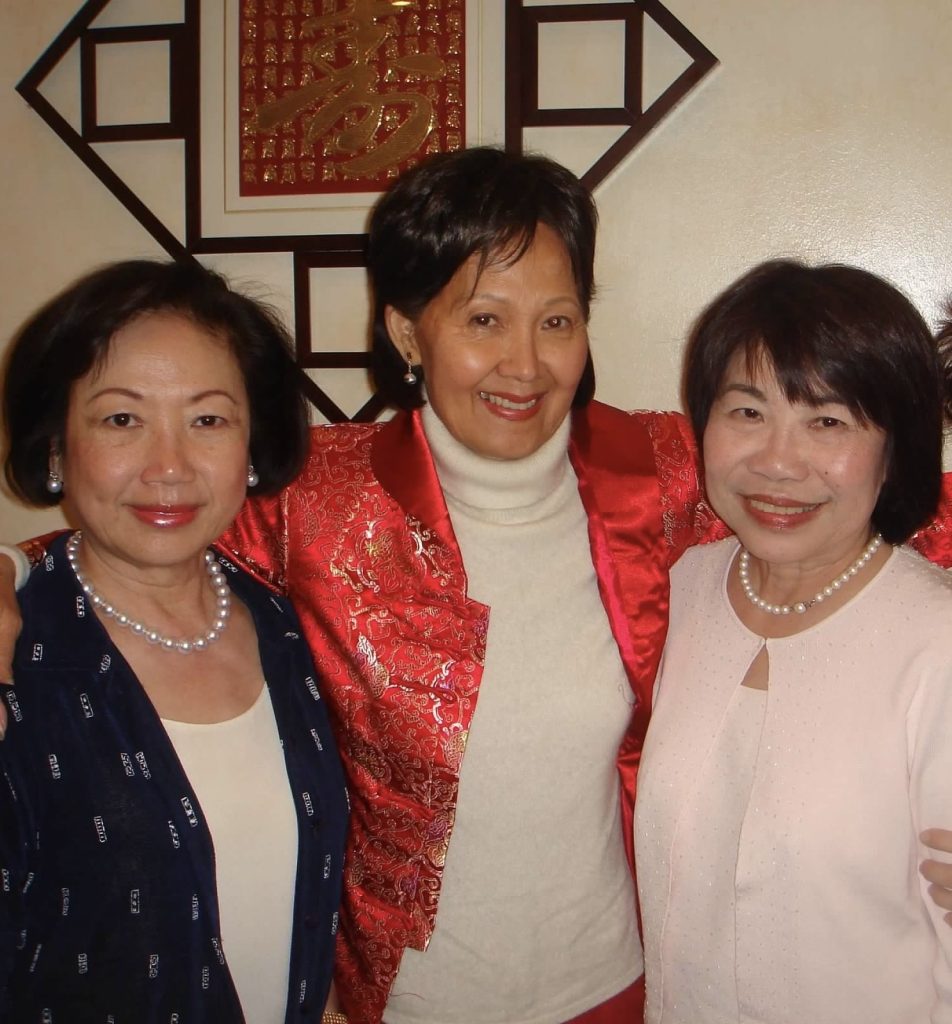 Virginia Tang Corrigan (center) with UCLA classmates Marie Wong and Elena Choy