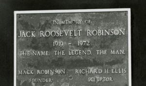 Inscription on statue of Jackie Robinson