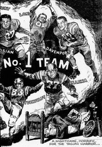 Cartoon - undefeated football team, 1954
