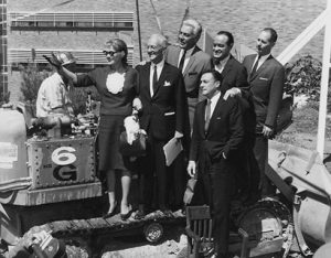 Jules Stein Eye Institute groundbreaking: (from left to right) Bette Davis, Jules Stein, Cesar Romero, Gene Kelly and Bob Hope