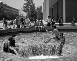 Students in the Inverted Fountain, 1970s.