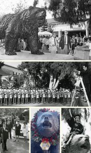Collage, including: The UCLA fight song “Mighty Bruins” debuts with its Academy Award-winning composer Bill Conti conducting the UCLA Marching Band; Prince Andrew and his wife, Sarah Ferguson, the Duchess of York, visit March 4, 1988.