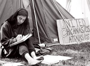 Cindy Montañez, one of the hunger strikers who camped outside Murphy Hall (Daily Bruin)