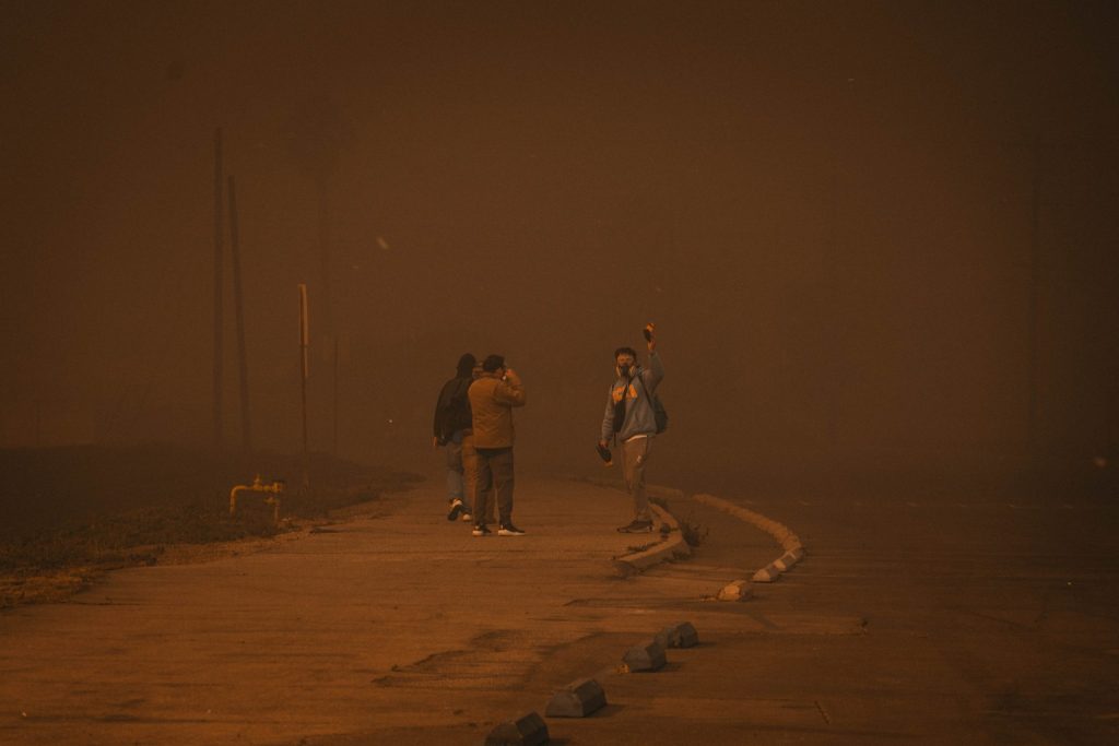 Walking to house during fire