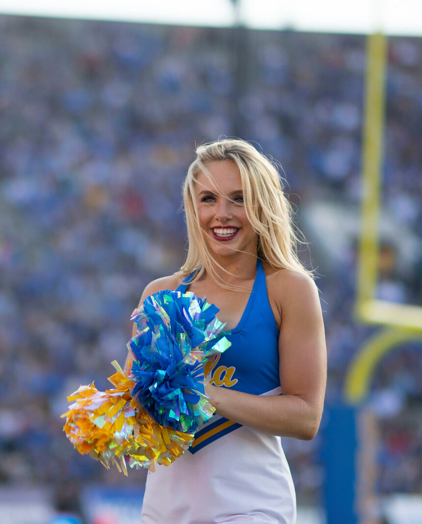 Claudia Borton '21 cheering at UCLA Football game