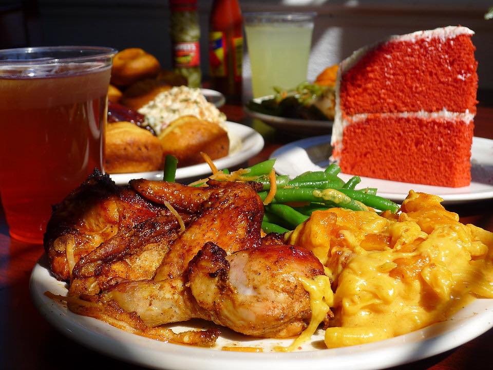 Restaurants article graphic - main course, dessert, drink
