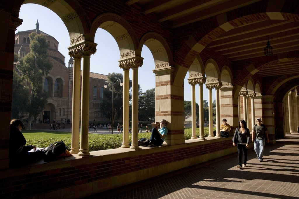 Royce Hall Arches with Powell Library in background