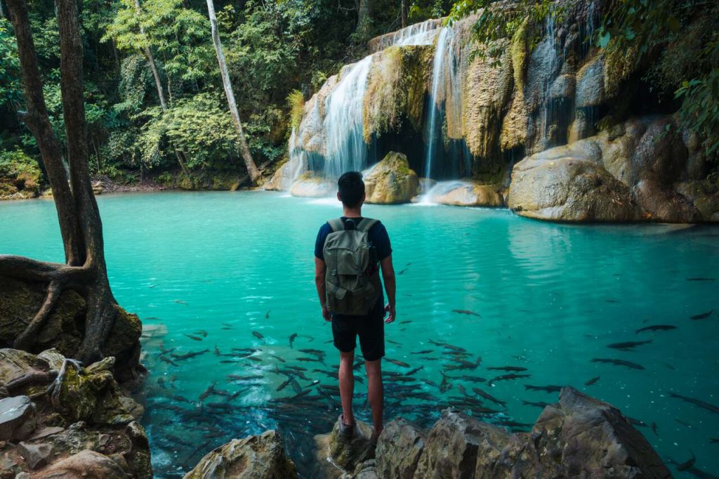 Waterfall and lagoon