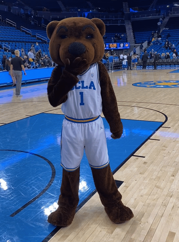 Joe Bruin blowing a kiss