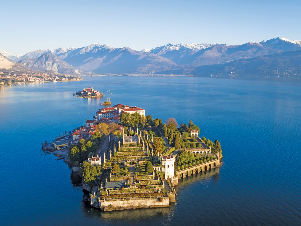 Isola Bella on Lake Maggiore from bird view