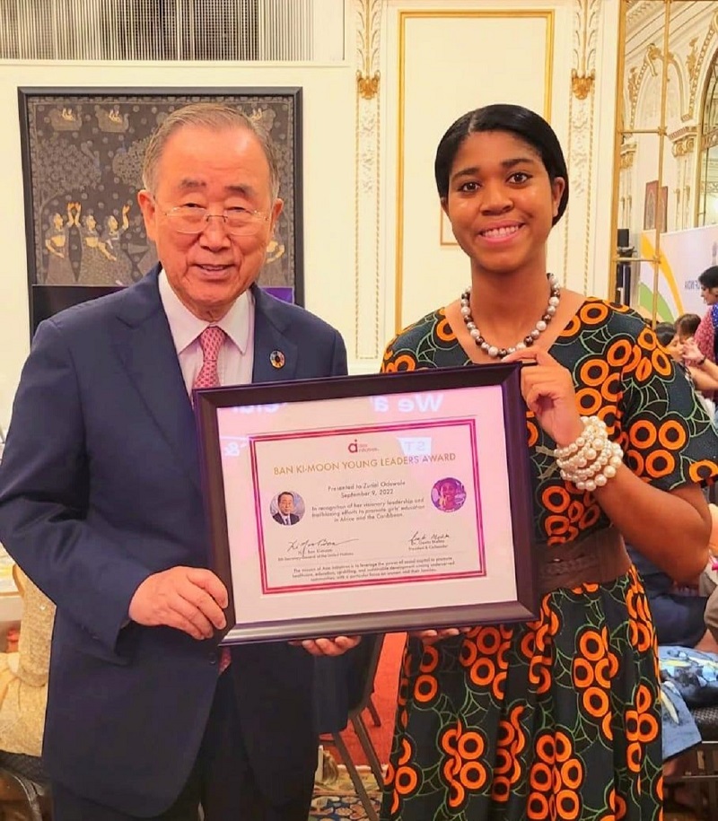Zuriel Oduwole and UN Secretary General Ban Ki Moon