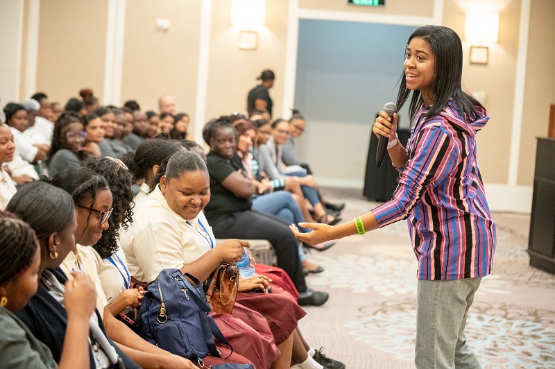 Zuriel Oduwole inspires her audience in Guyana