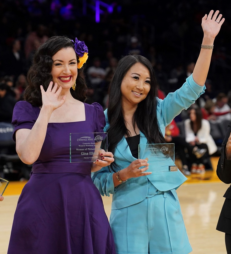 Gina Elise '04 and Jamie Tian '13 receiving Comerica Women’s Business Awards - Feb. 13, 2024