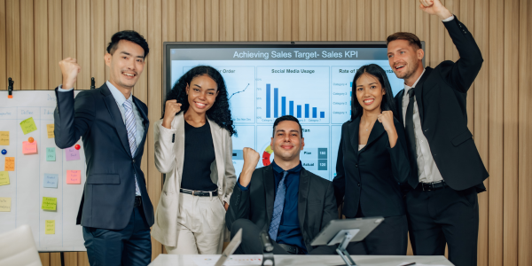 Young people at sales meeting