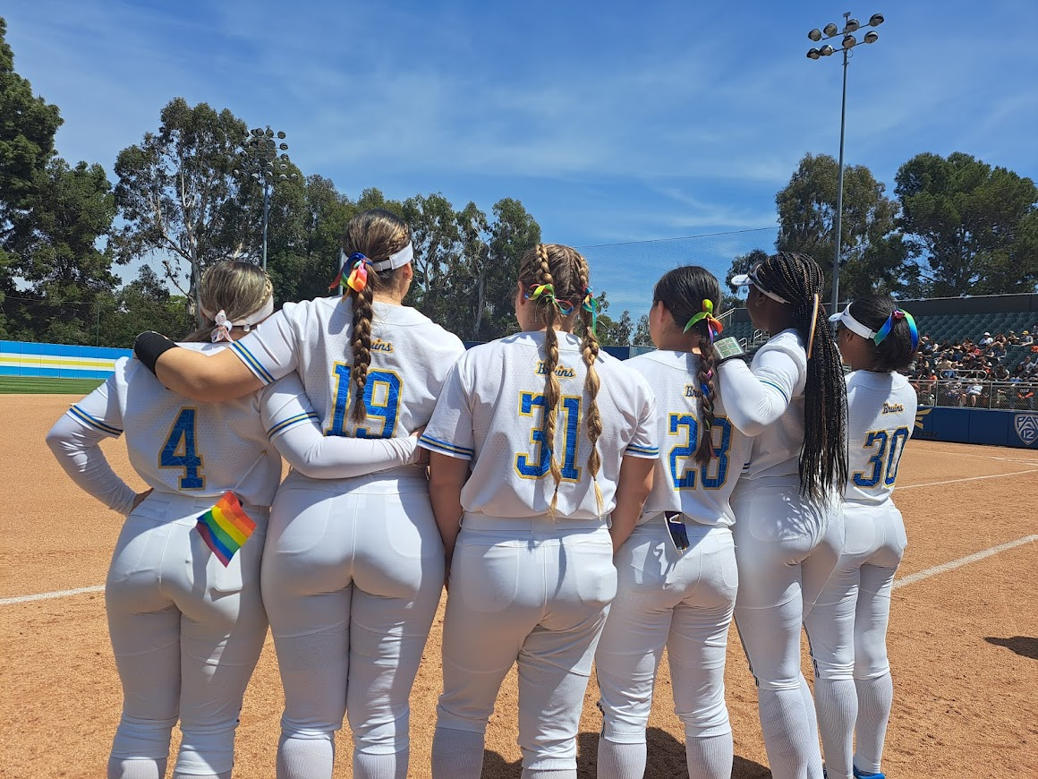 Six UCLA Softball players face the field