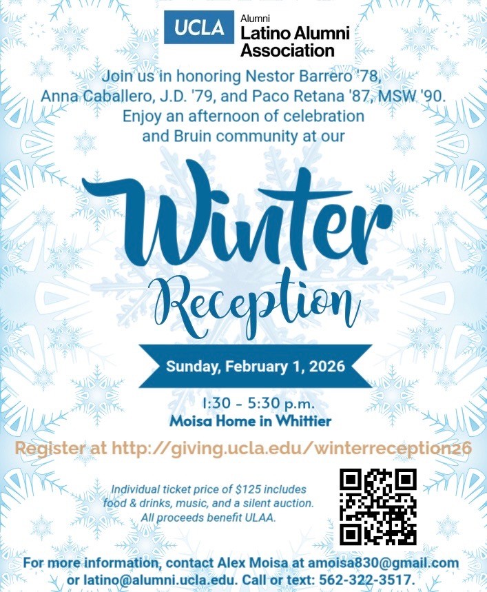 UCLA Latino Alumni Association Winter Fundraising Reception flyer graphic